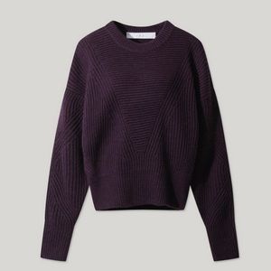 IRO Mona Wool Knit Ribbed Sweater, Dark Purple Size L, New w/Tag Retail $445